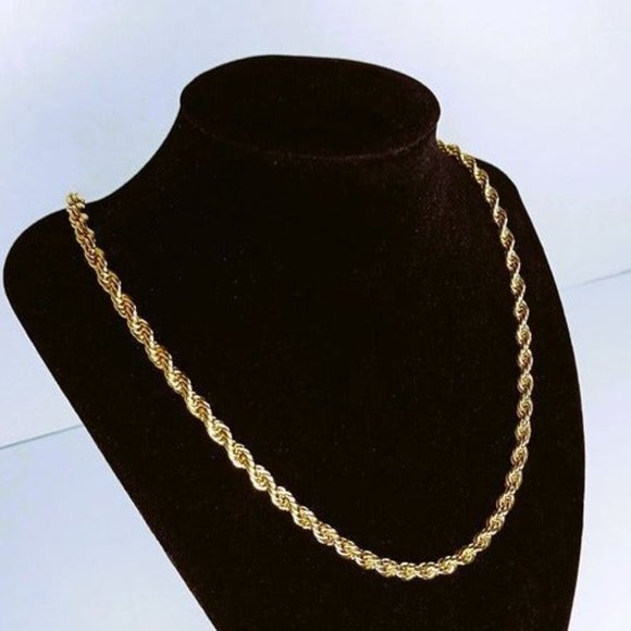 22" Mens 18K Gold Twisted Rope Style Chain Necklace 22 inch 18 Karat NEW Jewelr - Picture 9 of 9